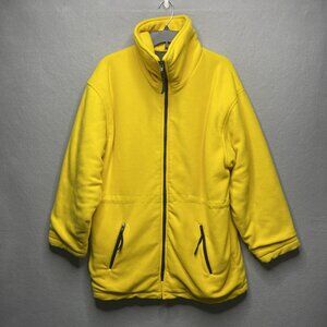 Vintage Express Athlétique Yellow Fleece Jacket M Quilted Lining Full Zip